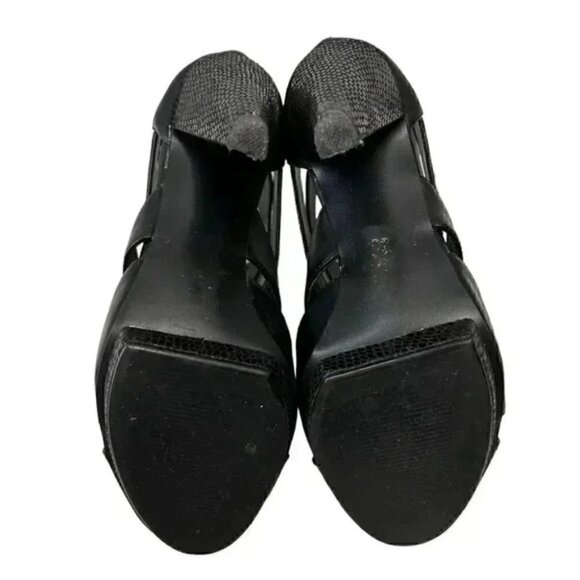 Expression Chunky Platform Caged High Heel Y2K Shoes Black Faux Leather Size 7 - Picture 11 of 16